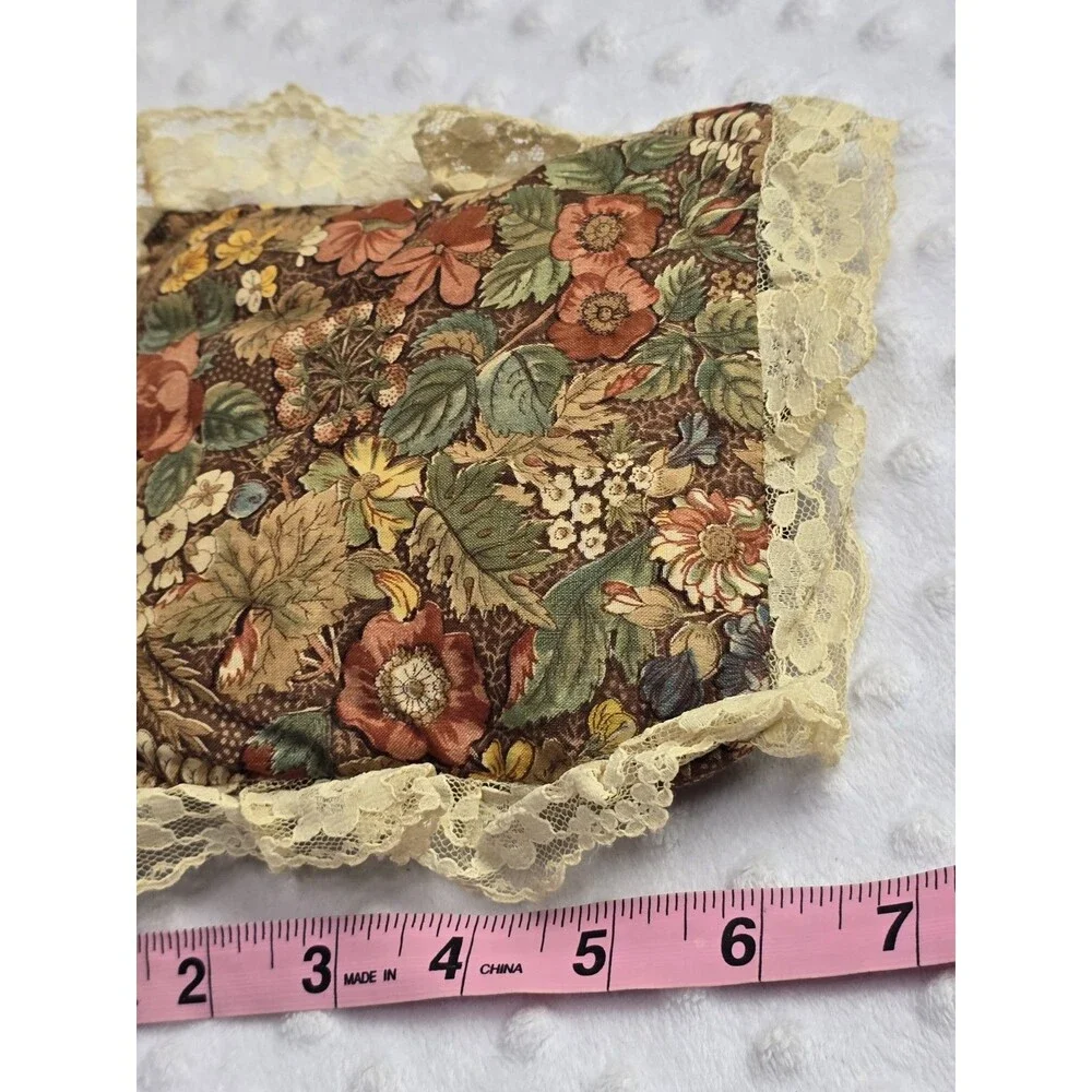 Vintage French Country Floral Lace Trim Pillow Cottage Tooth Fairy Handmade Open